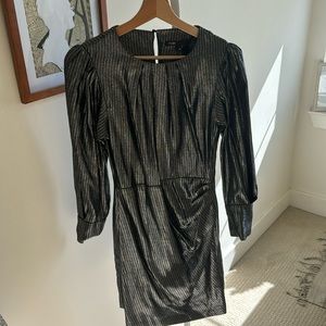MAJE | Argent Cocktail Metallic Robe Mini Dress